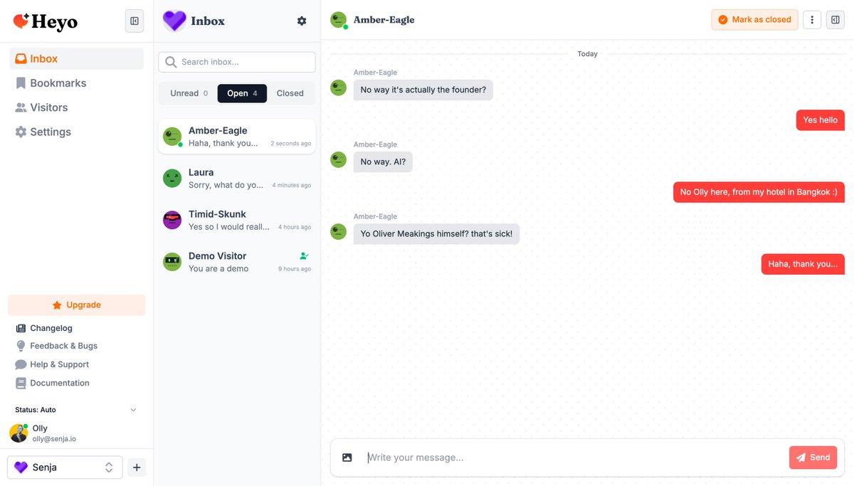 helloitsolly's tweet image. I removed our live chat because it didn't scale
Some people got incredible support
Others were ignored
But only doing things scale often feels mechanical - both for me and the customer
So I've introduced a lightweight live chat, Heyo by @nico_jeannen 
I am going to enable it…