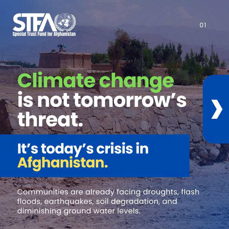 UN_STFA's tweet photo. Climate change is not a challenge of the future; it is a present-day crisis in Afghanistan. @UN_STFA with partners, we support prevention, early recovery, resilient farming & safer livelihoods.
On this #DisasterRiskReductionDay, we are urged to #FundResilience, #NotDisasters.