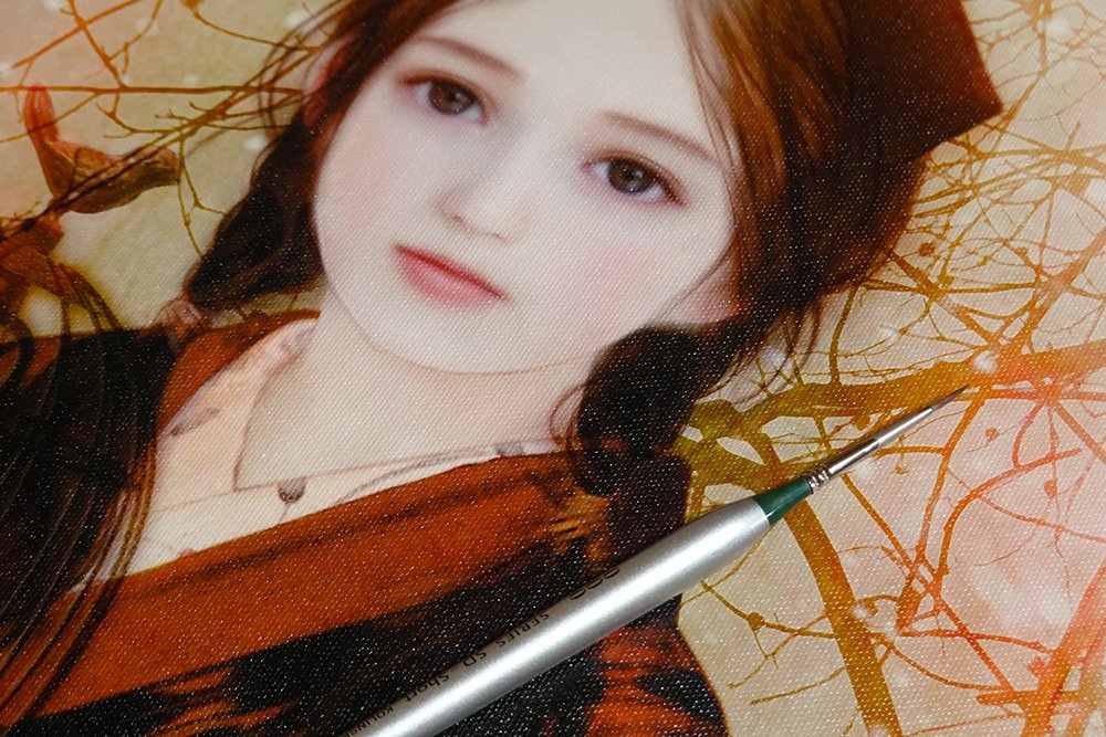 絵画　横田美晴作　「冬の草原で遊ぶ少女」 絵画 横田美晴作 「冬の草原で遊ぶ少女」