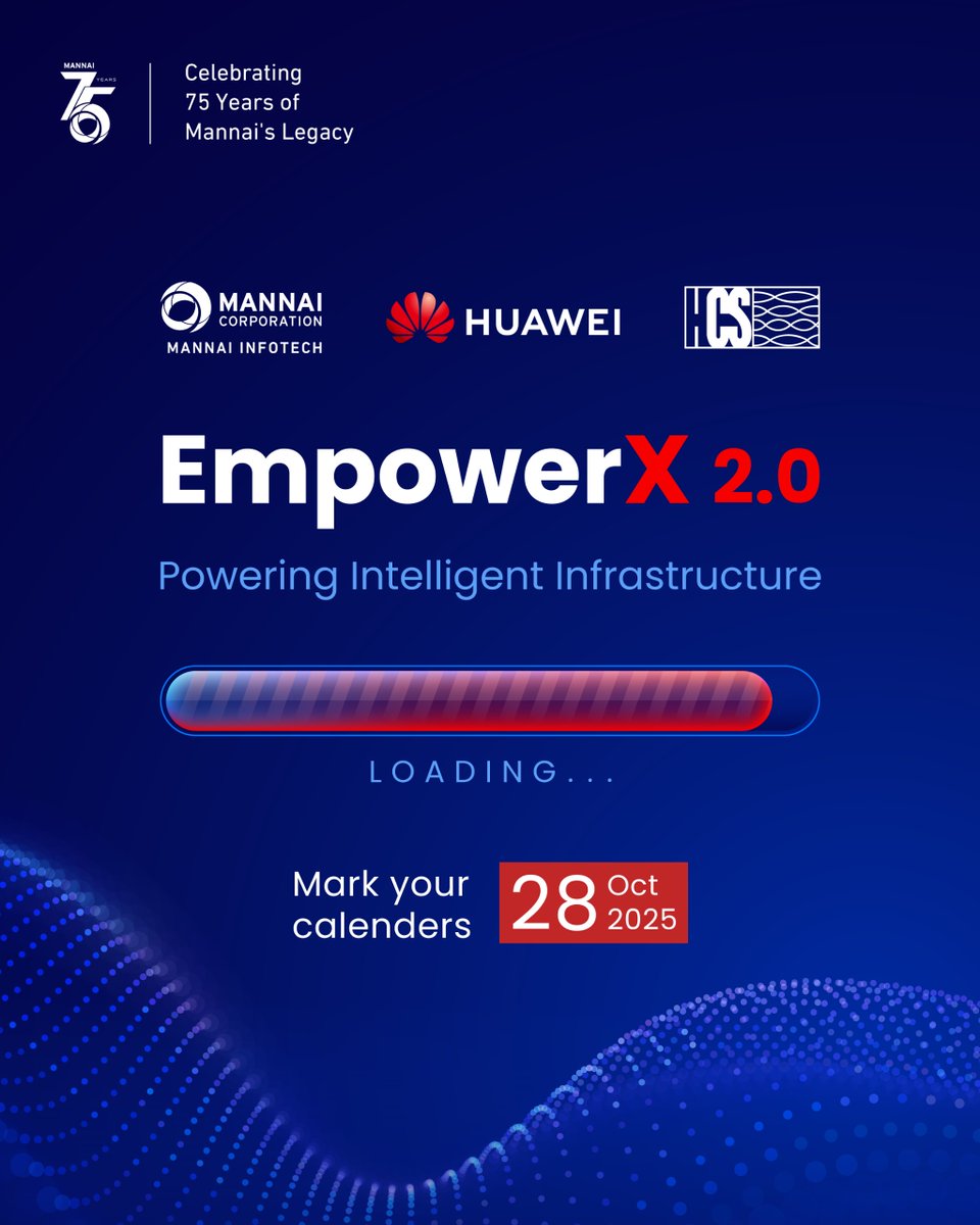 InfotechMannai's tweet image. 🚀Powering #IntelligentInfrastructure

 EmpowerX 2.0 returns - bigger, bolder, &amp;amp; more intelligent.

Join us on Oct 28, 2025, as #MannaiInfoTech, @HuaweiEnt,  &amp;amp; HCS Cabling Systems unveil the next chapter in intelligent infrastructure.

#EmpowerX2 #AI #Innovation #QatarTech