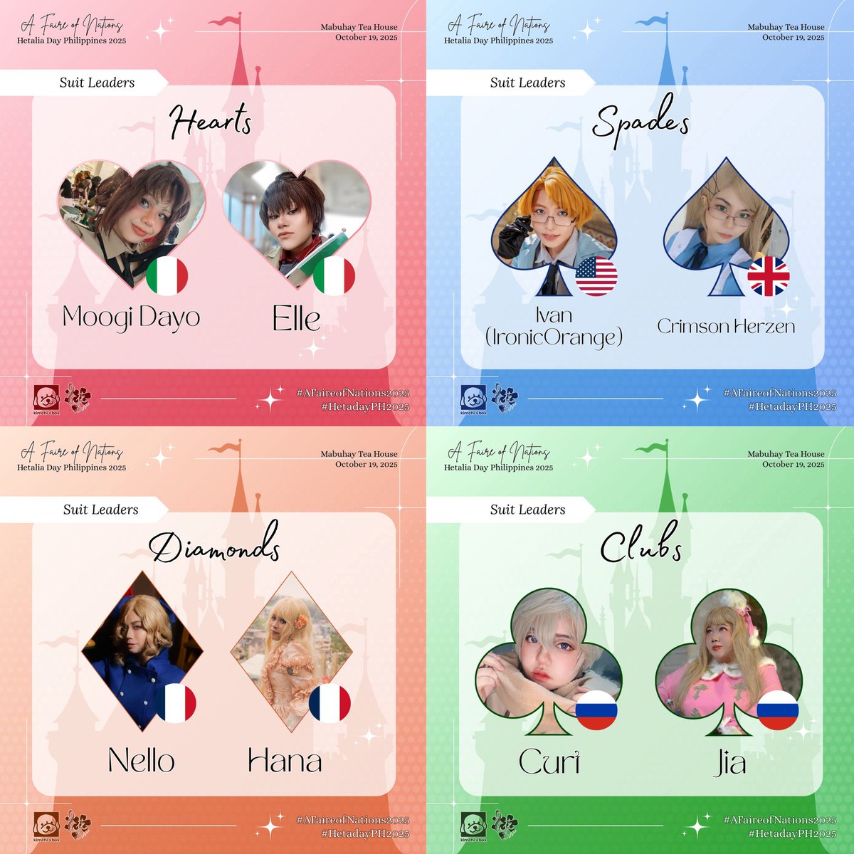 HetaDayPH's tweet photo. ♥♠  𝐒𝐮𝐢𝐭 𝐋𝐞𝐚𝐝𝐞𝐫𝐬 ♦♣ 

Citizens, we present to you the noble figures who will guide their kingdoms with wit, grace, and valor.

#AFaireofNations #HetadayPH2025 https://t.co/h3ywTrcZtl