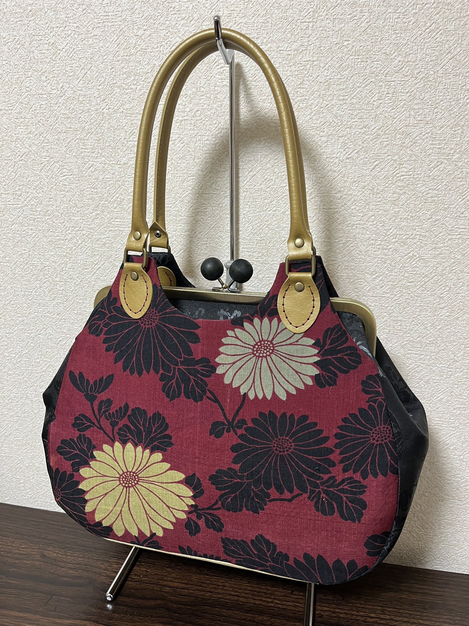 古書 和本 いなみちひき 菊模様 レトロ アンティーク 野菊と鳥＊刺繍 鳥 繻子 秋 花 アンティーク名古屋帯 A882