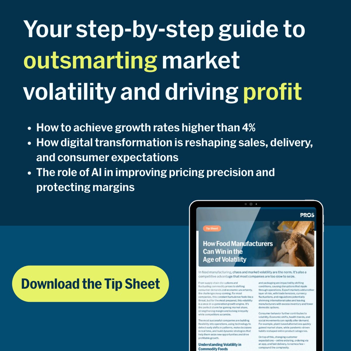 Food manufacturers are facing shrinking margins, unpredictable demand, and rising consumer expectations.
This tip sheet explores how AI, digital transformation, and smarter pricing strategies can help you not only adapt but thrive.
Download: ms.spr.ly/6018sN1eu