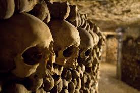 THE PARIS CATACOMBS house six million skeletons twenty metres underground. It's the largest necropolis in the world &amp; was largely forgotten until it became a novelty place for private events. Opening to the public in 1874, it is still welcoming fearless guests #31DaysOfHalloween