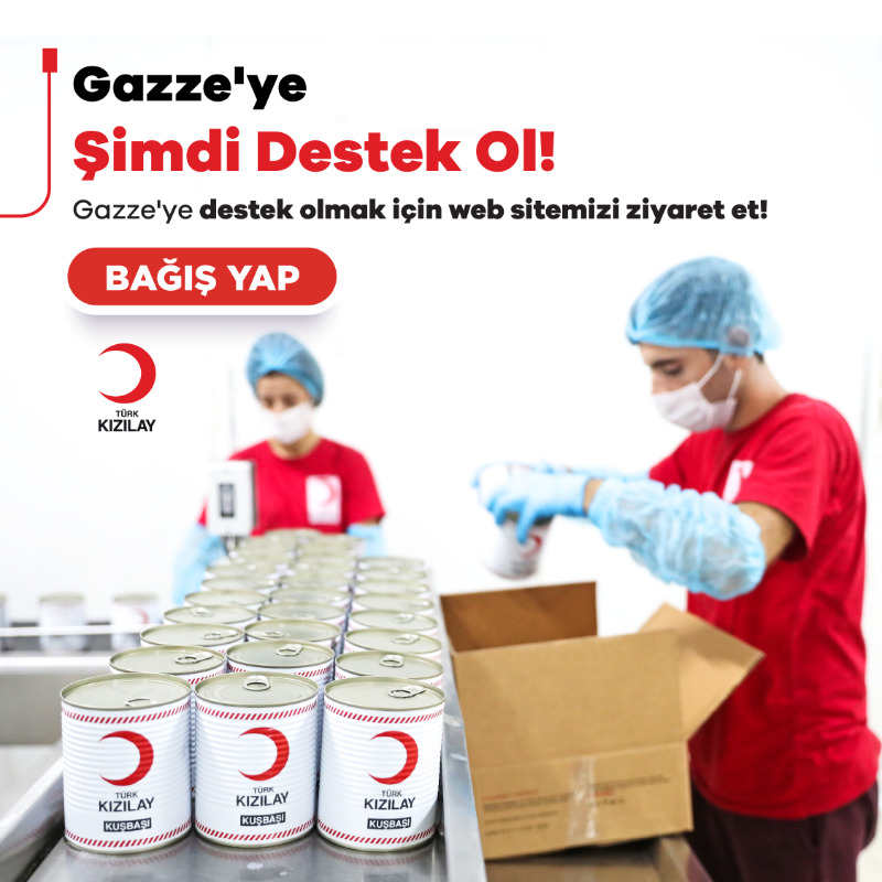 Kizilay's tweet photo. Ateşkesin ardından Gazze’deki acil gıda ihtiyacı önemini koruyor. Türk Kızılay, uzun ömürlü konservelerle bu ihtiyaca yanıt veriyor. 

Türk Kızılay öncelikli olarak, kısıtlamalar nedeniyle 438 bin adet konservenin Refah’tan içeri girişini planlıyor.