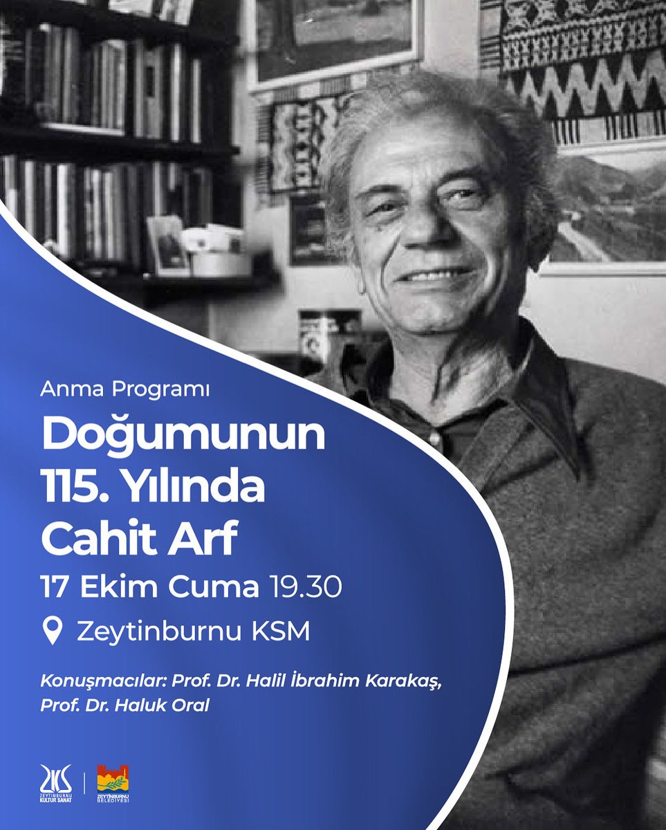 Bilim dünyasının önde gelen isimlerinden Cahit Arf, doğumunun 115. yılında Zeytinburnu Kültür Sanat’ta anılacak. 🍂

Prof. Dr. Halil İbrahim Karakaş ve Haluk Oral’ın konuşmacı olarak katkıda bulunacağı programımıza davetlisiniz. 💫

<a href="/OralHaluk/">Haluk Oral</a>
