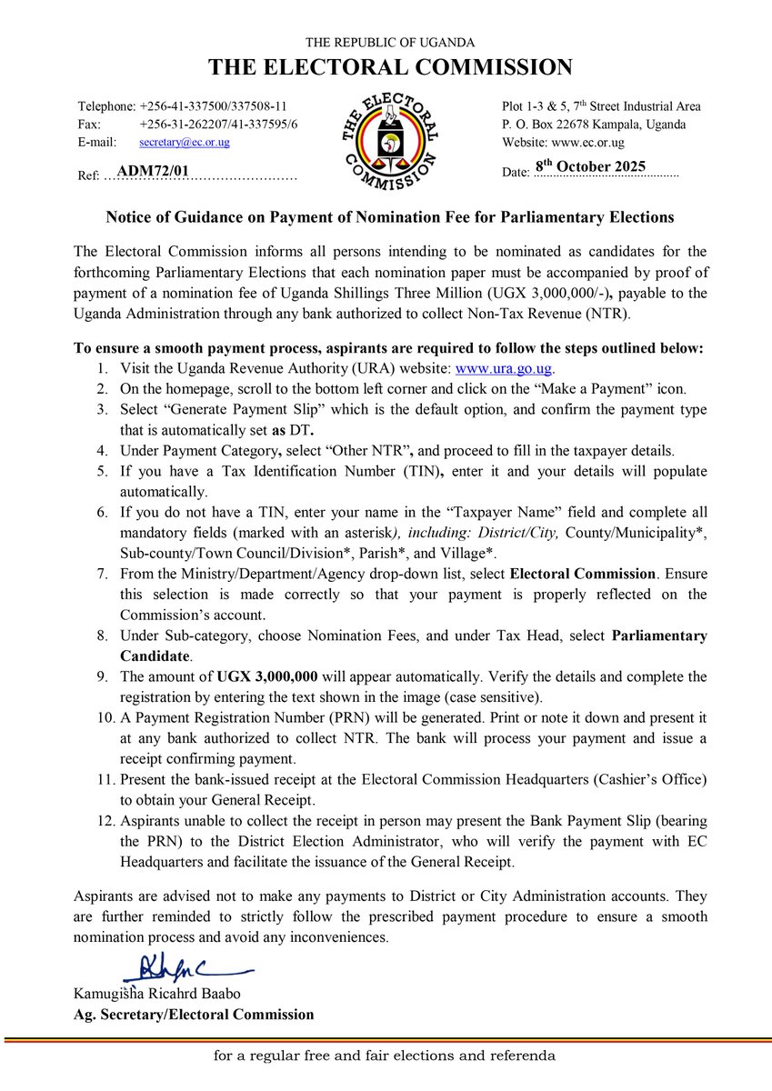 swiftpub's tweet image. 📌Notice of Guidance on Payment of Nomination Fee for Parliamentary Elections.