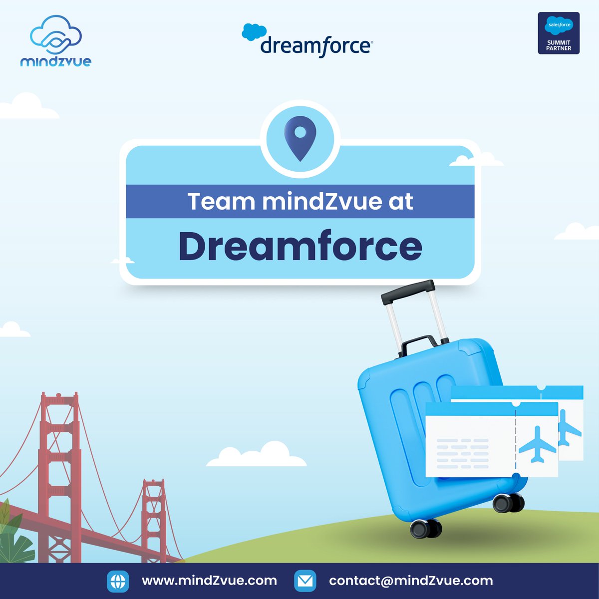 MindZvue's tweet image. Bags packed. Agendas set. Energy high. ✈️💼
The #mindZvue team is so ready for #Dreamforce2025!
Stay tuned as we share insights, connections, and a whole lot of Trailblazer spirit.
#Dreamforce #DF25 #Salesforce #SummitPartner @salesforce @Dreamforce @Vinayforce