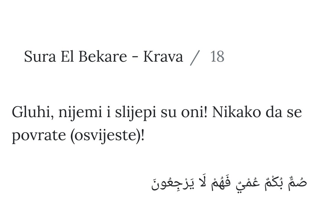 Ajet koji precizno opisuje Bošnjake bez vjere.