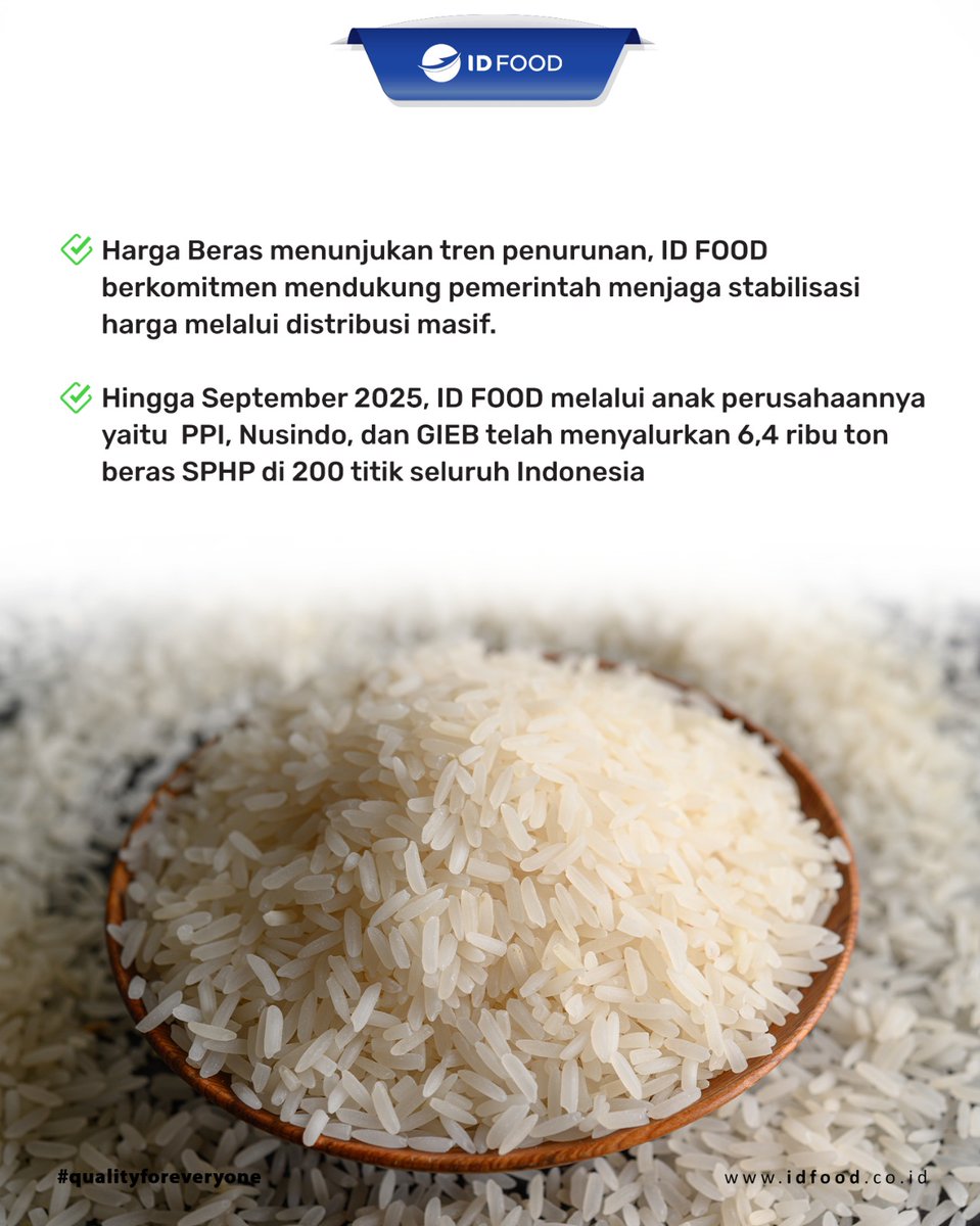 aceh_hadir's tweet photo. Hi #IDFOODIES!

ID FOOD jaga stabilitas harga beras lewat distribusi 12,4 ribu ton beras SPHP hingga Sept 2025, termasuk lewat GPM &amp; modern market.
Bersama kita jaga ketersediaan pangan terjangkau! 🍚🇮🇩

#IDFOODJualBerasSPHP #StabilitasHarga #BerasAman https://t.co/fHAwdSKOJ3