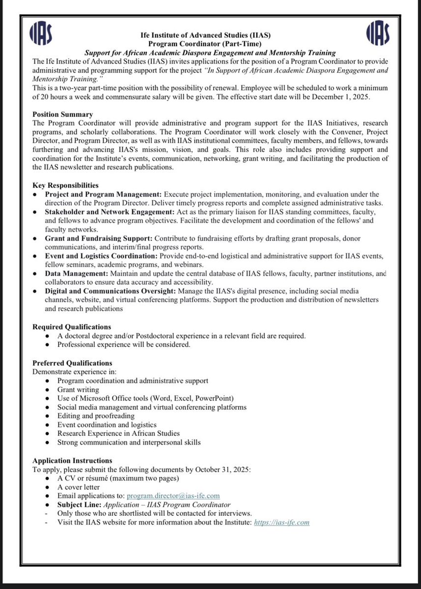 Ife Institute of Advanced Studies tweet media