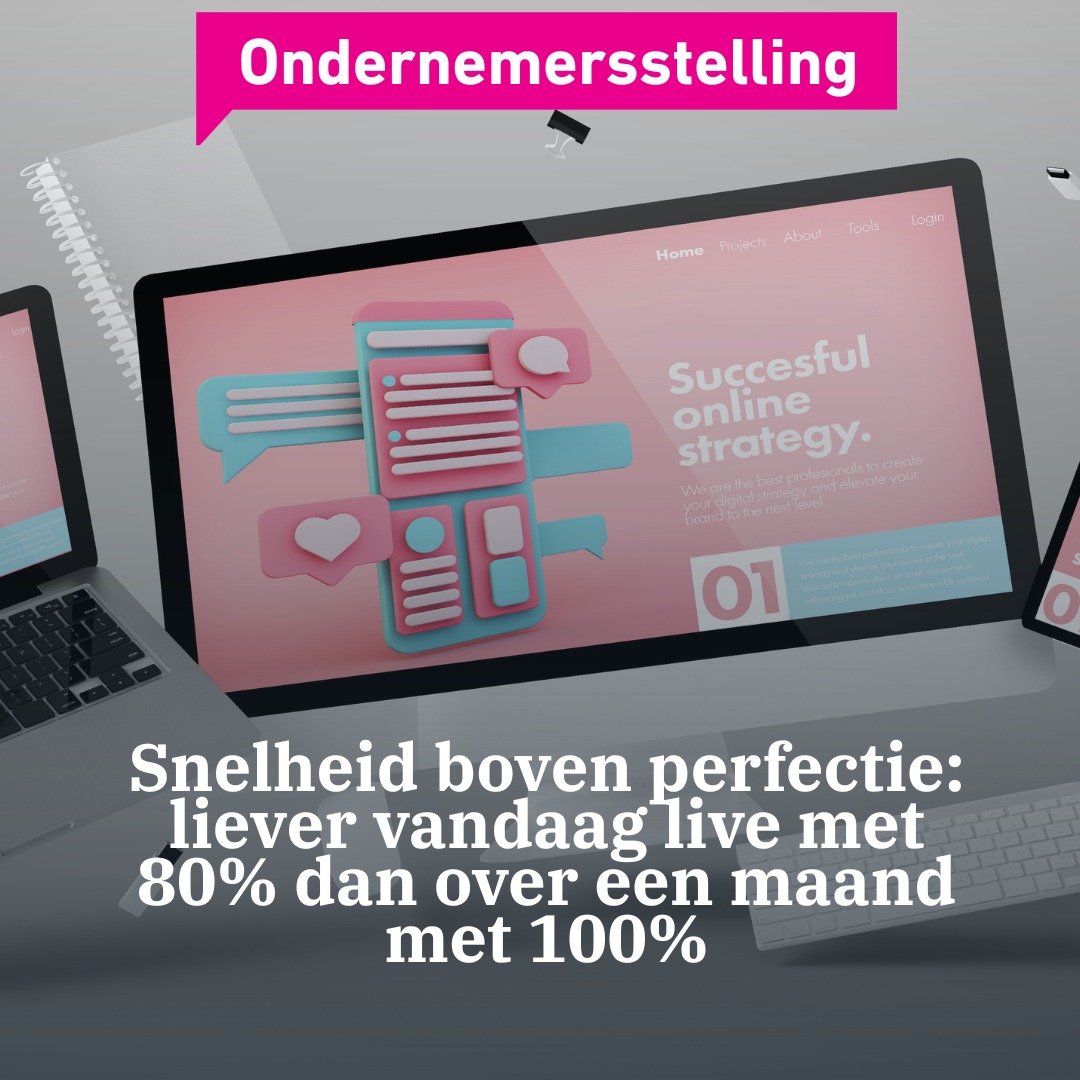 Stelling: Liever vandaag 80% live dan over een maand 100%. Eens of oneens? 🚀

#snelheidbovenperfectie #snellanceren