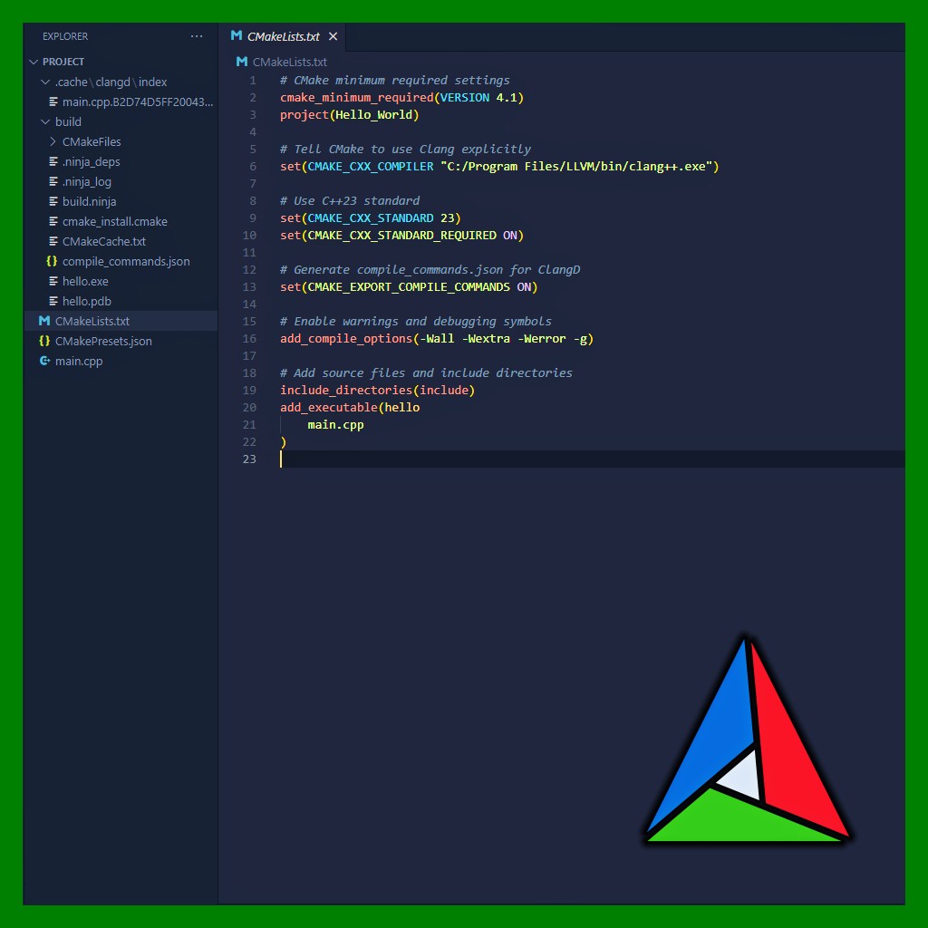 RLeRoux64's tweet image. I finally got LLVM, LLDP DAP, Clangd, CMake and Ninja setup for C++23 development! 🔥

I do plan to add a CMake template to my Clang complier project watch it to stay tuned for updates:
github.com/RLR64/Clang-Ba…
#llvm #cpp #programming