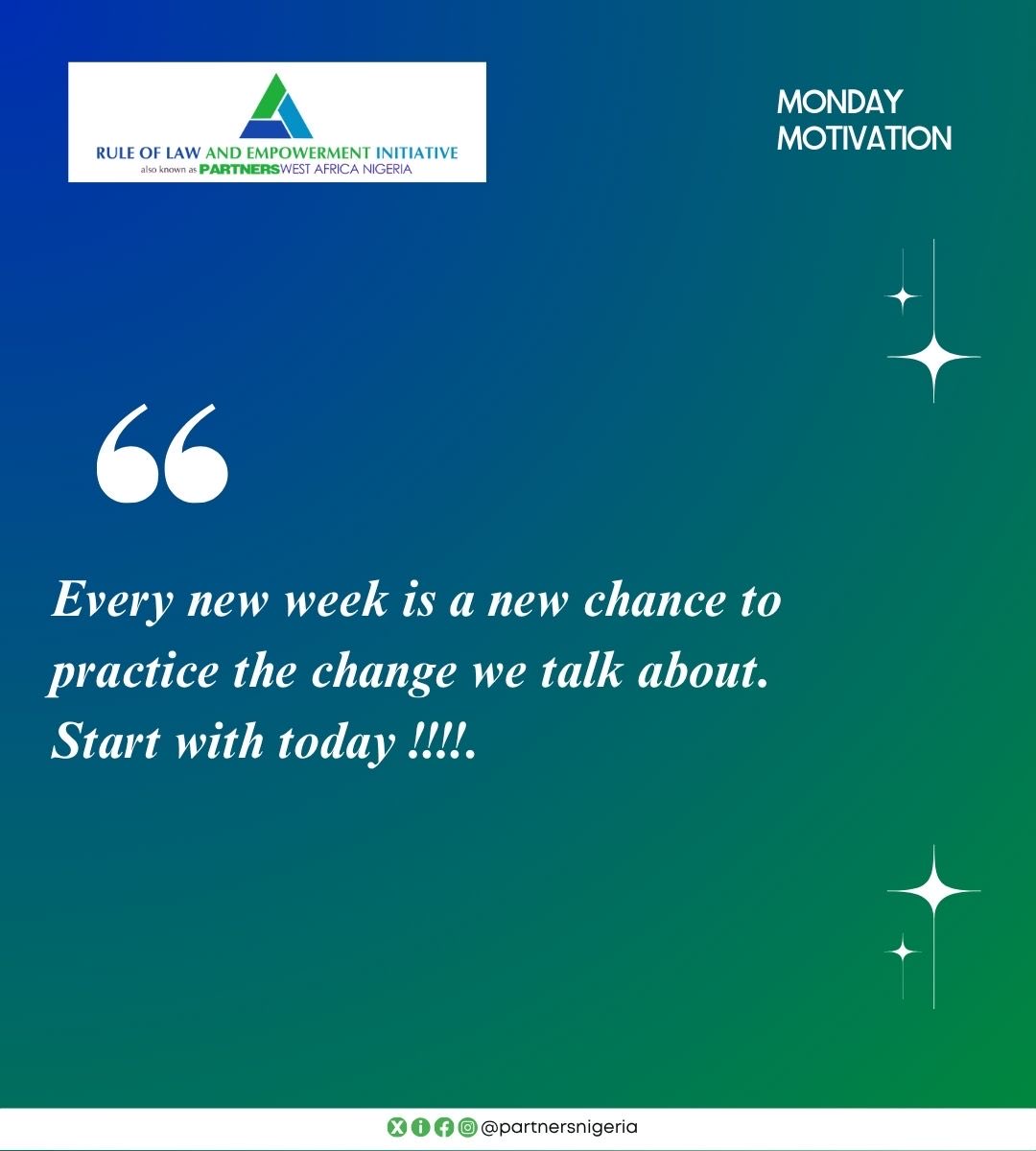 partnersnigeria's tweet image. Every new week is a new chance to practice the change we talk about. Start with today !!!!.

#PWAN #Partnersnigeria #MondayMotivation #mondayismonday