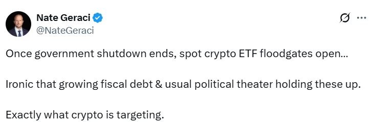 🥔CRIPTOVALUTE : Shutdown degli Stati Uniti ritarda approvazione di 16 ETF cripto, con prospettive positive post-crisi