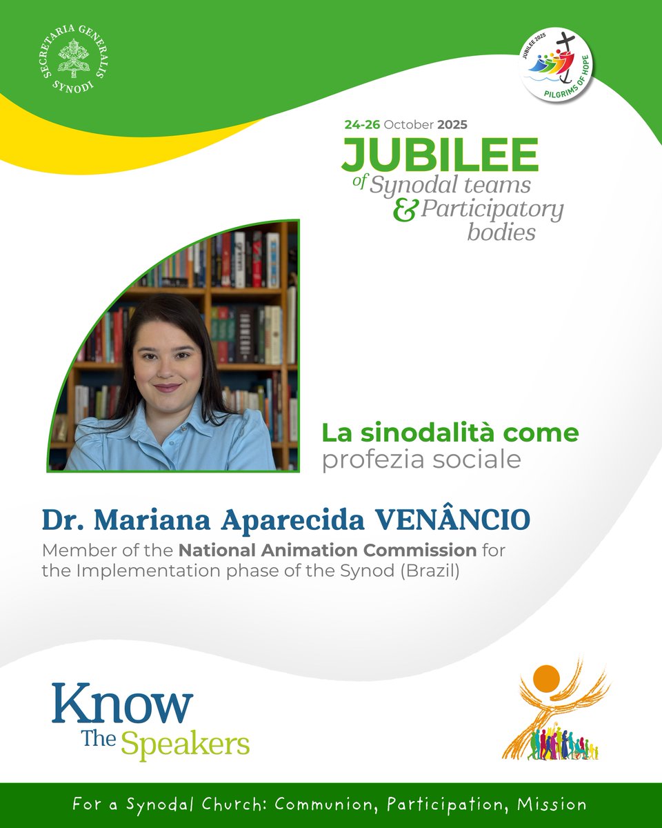 #synodjubilee We’re thrilled to announce the speakers for our #Jubilee!
🔥 His Eminence Cardinal Grzegorz Ryś, Rev. Prof. Miguel de Salis Amaral, and Dr. Mariana Aparecida Venâncio will join us to share their reflections on living and building a  #synodalChurch. #synodality