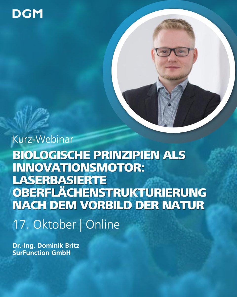🌿 Natur als Vorbild für Hightech: Mit Direct Laser Interference Patterning werden Oberflächen selbstreinigend, antibakteriell &amp; langlebig. Zum kostenlosen Webinar anmelden (17.10.2025 | 14–15 Uhr): 
biologisierung-der-technik.de/de/news/aktuel…