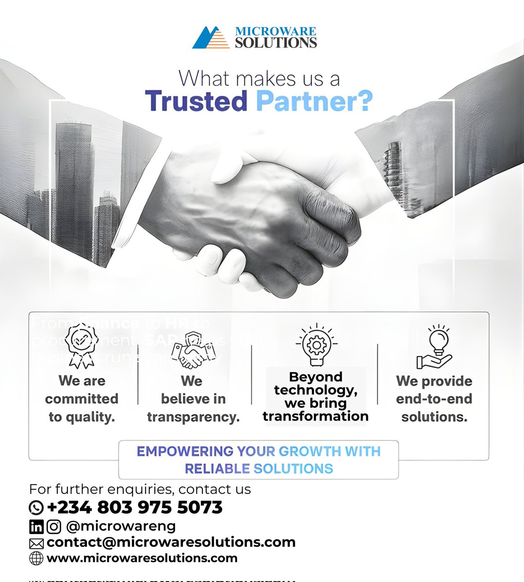 microwareng's tweet image. Another week is here, make the most of it.

Meanwhile, trust us to take your business to the next level through the power of strategic and effective solutions.

#microwaresolutions #businessautomation #cloudsolutions #efficiencyboost #softwaredevelopment