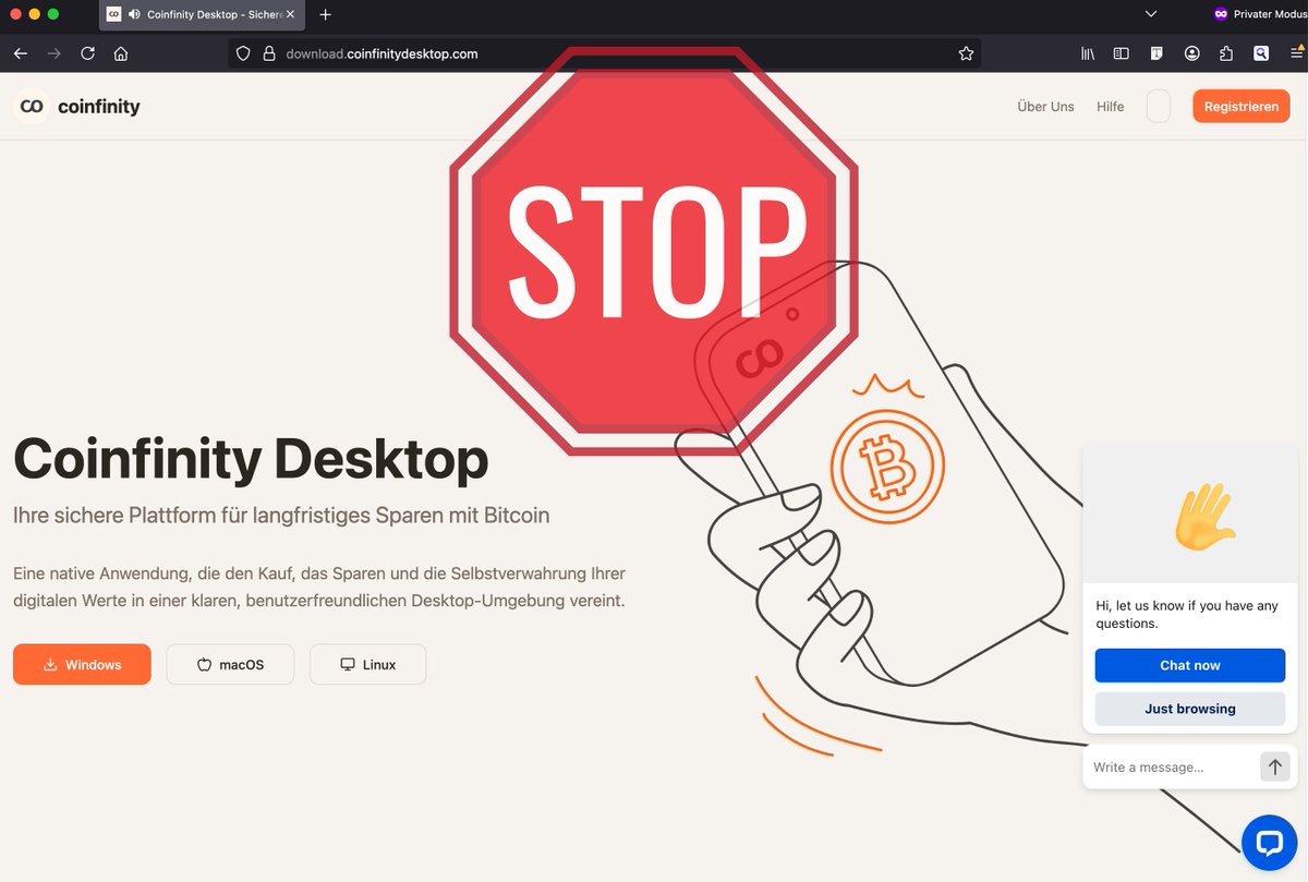 Achtung 🚨 vor gefälschter Coinfinity Desktop-App

Aktuell kursiert eine Phishing-Mail zu einer angeblichen Coinfinity-Desktop-App. Hierbei handelt es sich um Betrug. Wir haben zwar ein Web-Portal, aber keine Desktop-Applikation.

Wir kennen noch keine Details, aber wir bitten