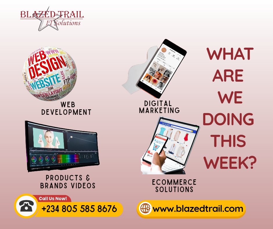 Happy New Week.

We are ready to handle your projects/needs
• Website development
• Digital marketing
• E-commerce solutions
• Brand/Product Media Production

Book a consultation today. Send us a DM or visit our website.
