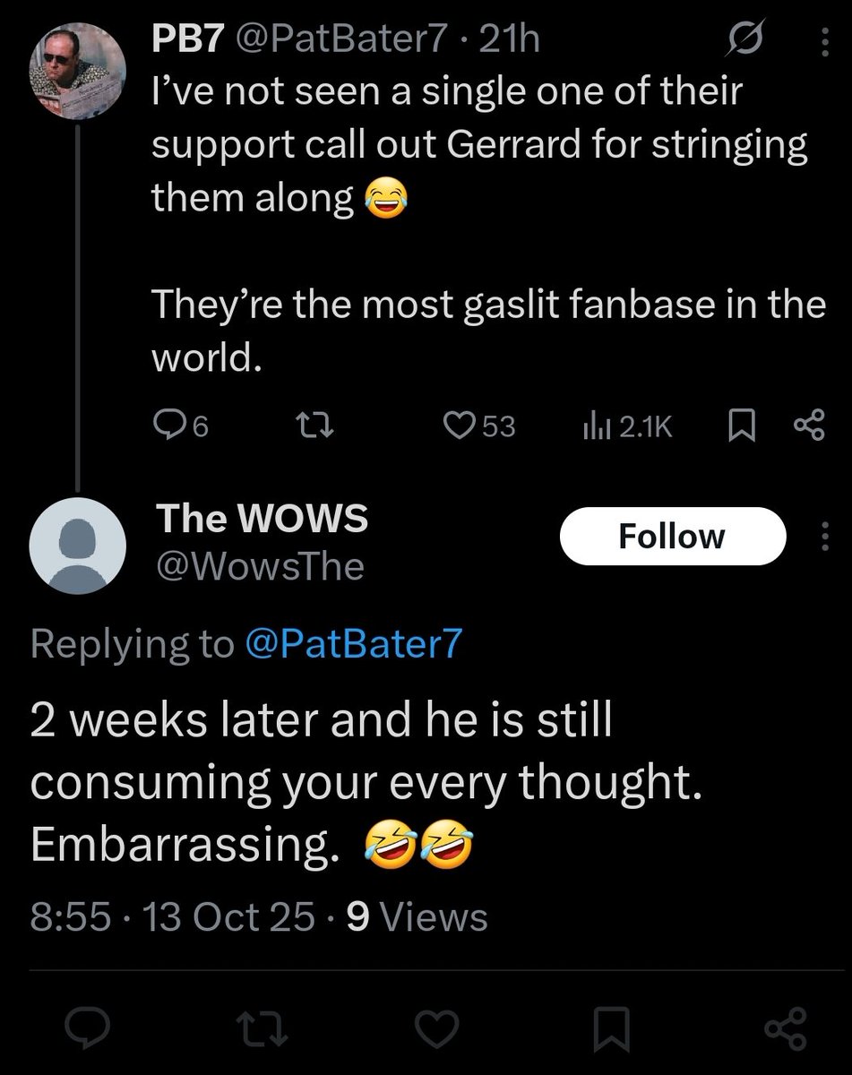 Watching them trying to cope with the Gerrard news is honestly one of the best things to ever happen on this app.