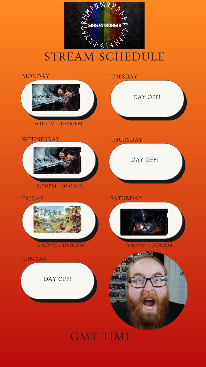 Here's how this week is looking!

Monday and Wednesday - More Wuchang and a new Souls Like if we beat it!

Friday - Back to the Shire!

Saturday - We're jumping into a new horror, this time in VR!