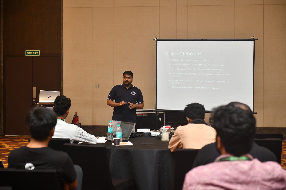 Nadeem Bagwan hosted an impactful workshop titled “Breaking the Backbone: SS7 and GTPdoor Malware”  <a href="/_c0c0n_/">c0c0n2025</a> .

He highlighted key backbone security challenges and demonstrated how telecom infrastructures can be exploited in real-world scenarios.

 #TelecomVillage #C0c0n2025.