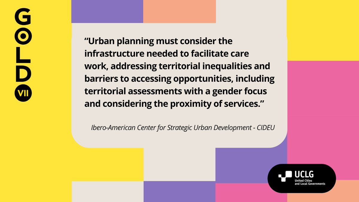 💡 Spotlight on Care infrastructures in <a href="/uclg_org/">United Cities</a>’s #GOLDVII research

🗺️Introducing the right to care in urban planning

➡️uclg.org/wp-content/upl…

<a href="/CIDEU/">CIDEU</a>