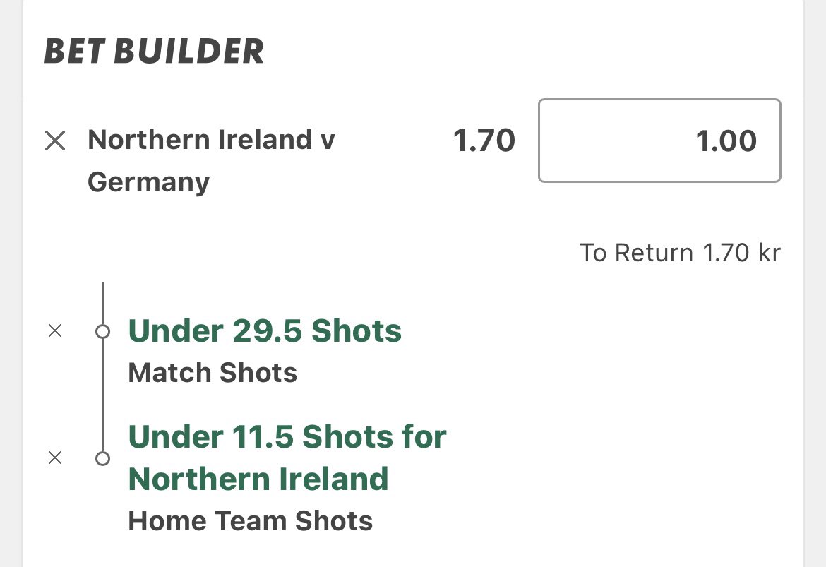 🇪🇺Northern Ireland - Germany

Bet builder @ 1.7 (1u).

t.me/+Z0yGwDODZS9hM…