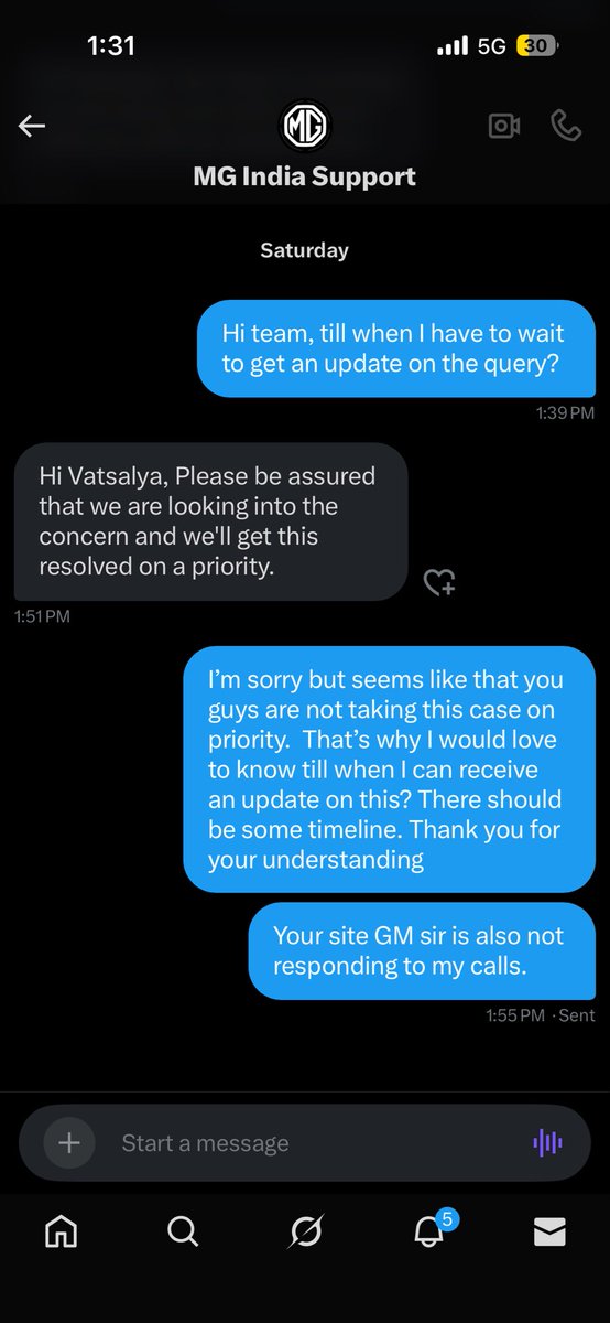 PuriVatsalya's tweet image. Disappointed with the lack of response from the @MGmotor team. Despite repeated follow-ups via email and chat, my query remains unresolved. Even the GM is not answering calls. Is this how customer service is handled?@MGSupportIndia #MGMotor #CustomerSupportFail #UnresolvedIssue