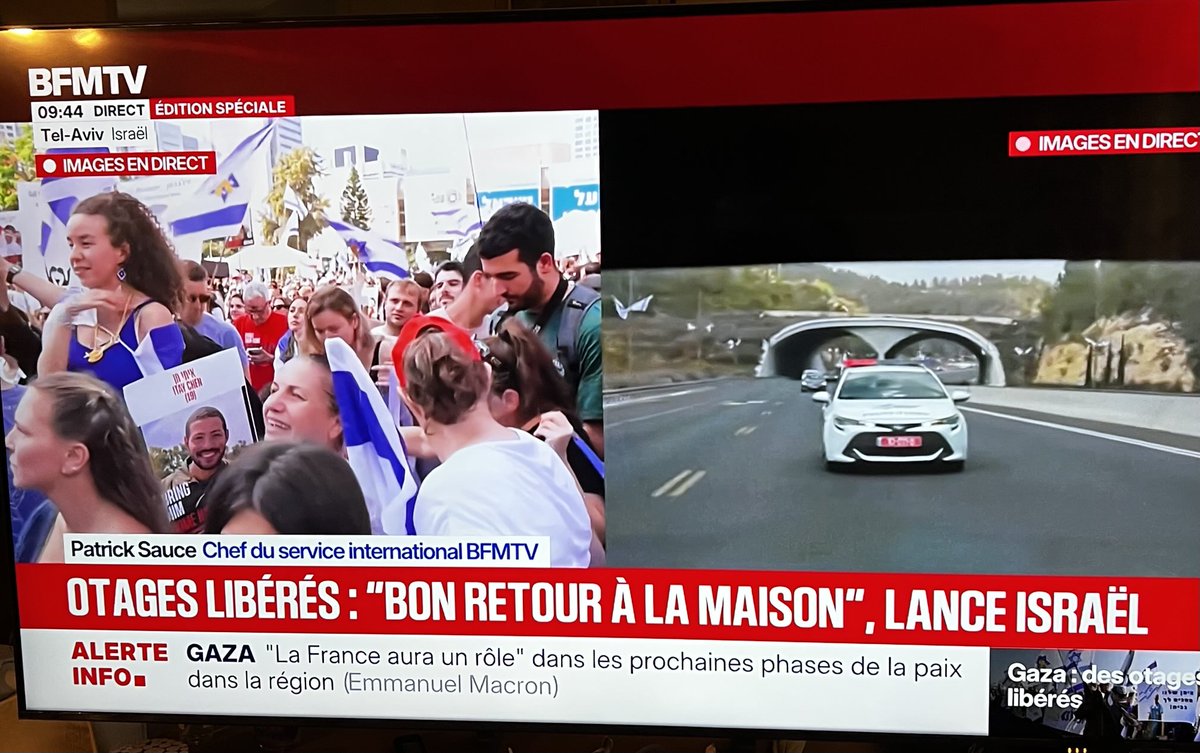 « Il est 10h55 (local time), et tous les otages vivants sont rentrés en Israël. »
C’est officiel. 
Il fait 26 degrés à TLV, 20 C. dans mon salon, et moi j’ai l’impression d’avoir froid tant je tremble.
Émotion indescriptible 🇮🇱🎗️
Deux ans d’attente. 
Welcome back home, guys.