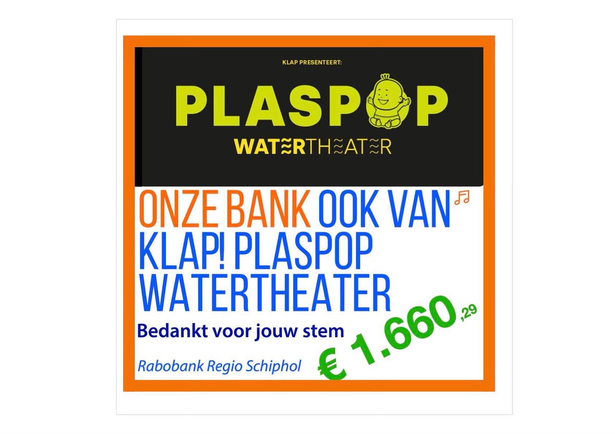 😀Wat een onwijs gaaf bedrag, Dank jullie wel!! Rabobank ClubSupport ❤️💚🖤 (Plaspop is op 20 juni 2026!) 🥳