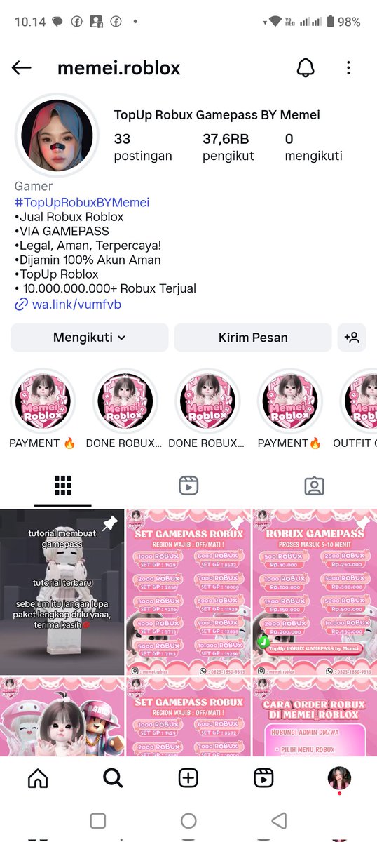 indahann100303's tweet image. Halo gais hati hati kalo Mau top up robux jangan sampai klain kena tipu kek aku ,udah di TF duitnya orangnya malah ngilang gitu aja nih akun orangnya kalo gak percaya kalian mampir aja ke Ig nya,no dia sama dgn yg di post aku ini
Sama.
#ROBLOX
#penipuan #topuproblox