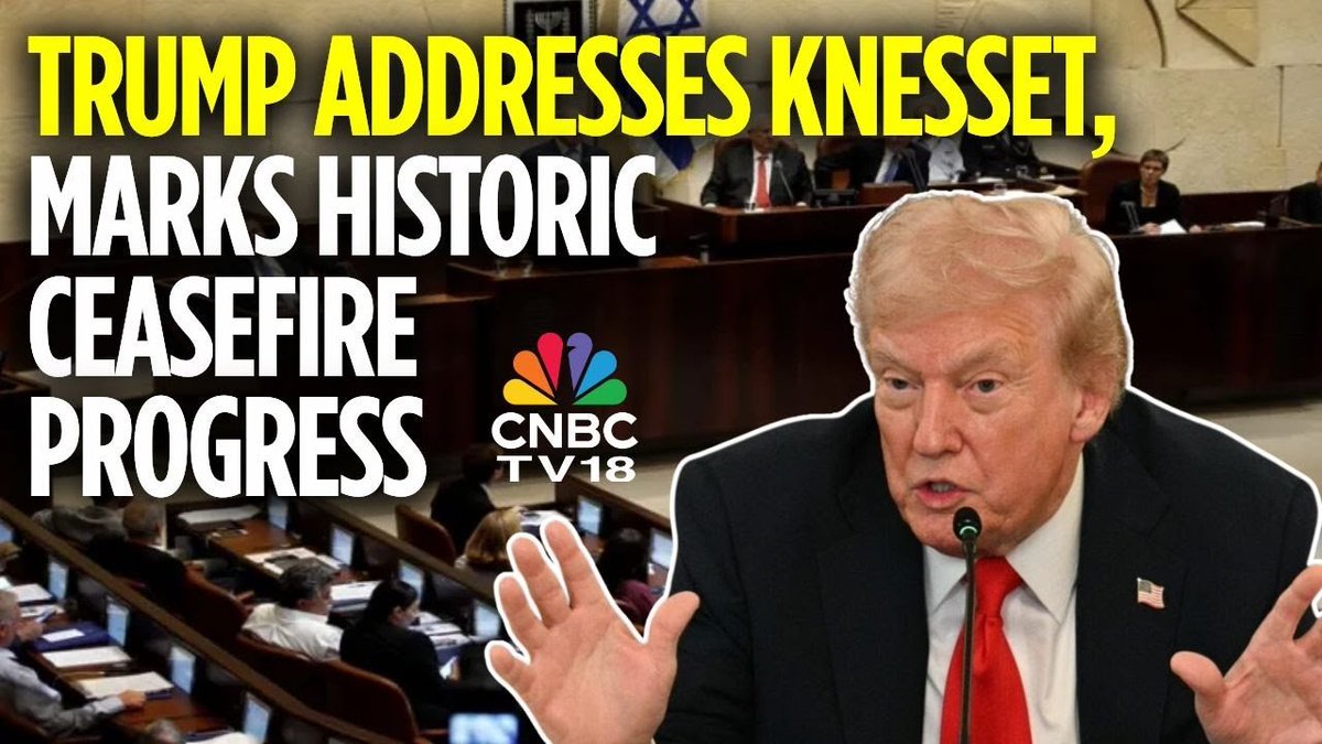 CNBCTV18News's tweet image. #TrumpWatch | US President #DonaldTrump and Israeli Prime Minister #BenjaminNetanyahu are travelling together in the presidential limousine to the Knesset in Jerusalem after Trump arrived in Israel. 

The two were seen speaking inside the vehicle before departing Ben Gurion…