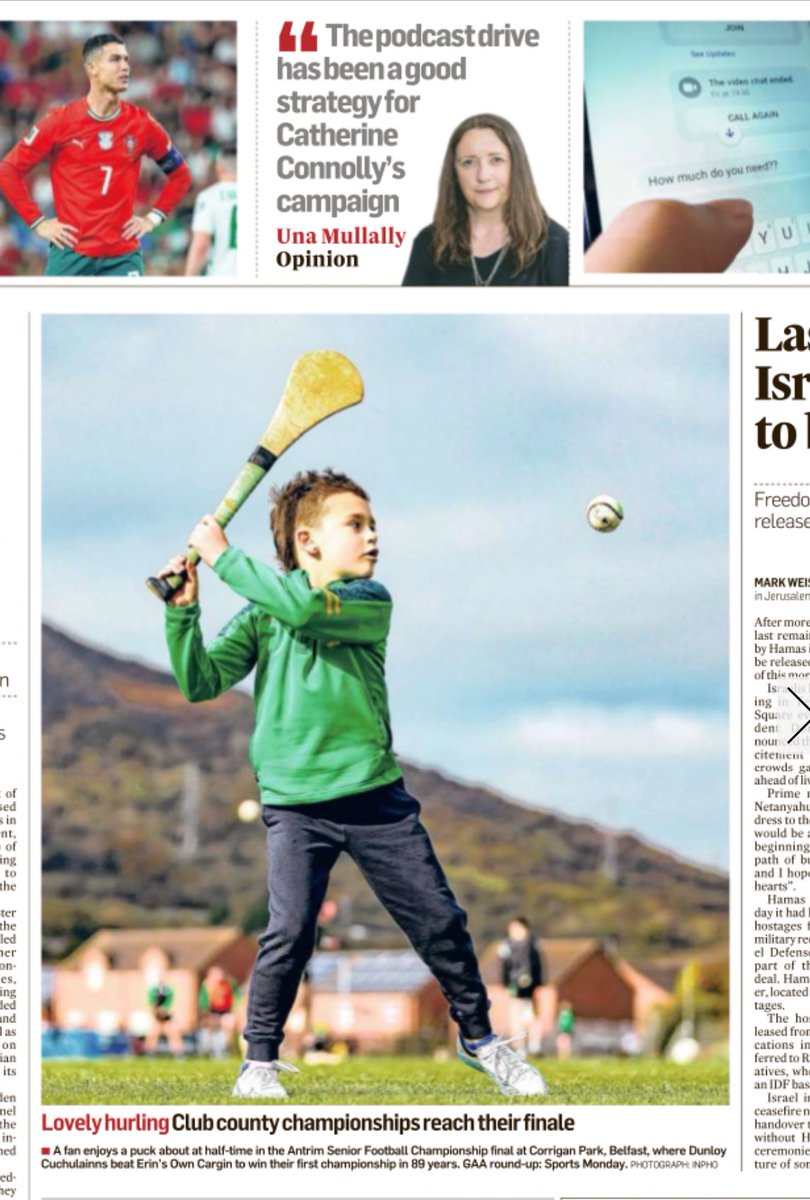 A Great Photo in Irish Times of Dunloy’s finest in Corrigan Park in Belfast yesterday when Dunloy footballers won Antrim Championship.