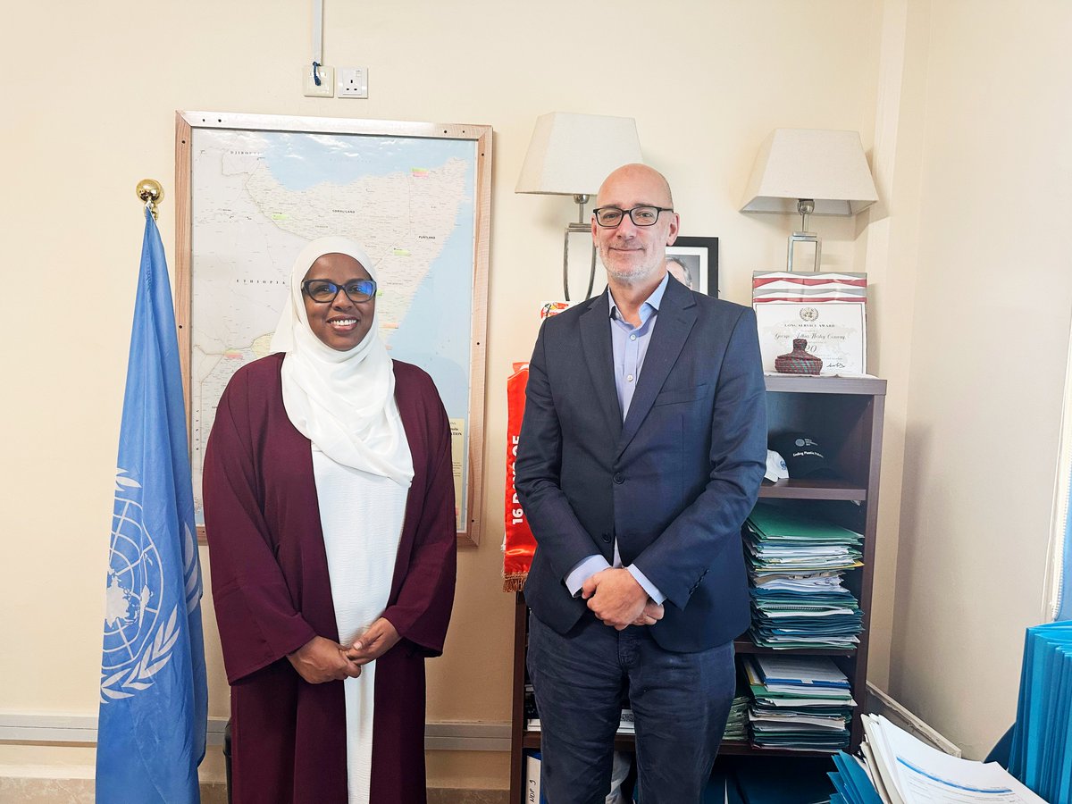 NGOConsortium's tweet photo. Strategic dialogue in action! SNC's Director
@NimoA_Hassan , met with with the UN
DSRSG/Resident &amp; Humanitarian Coordinator for
Somalia. @GConway_UN This high-level engagement is
key to ensuring effective collaboration. SNC is proud to
represent the collective NGO voices. https://t.co/GFZTCddPnV