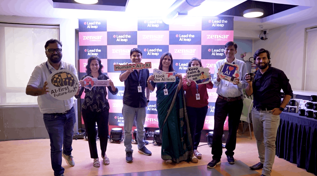 Zensar's tweet photo. What a powerful start to our AI-first journey! 

The Lead the AI Leap – AI Summit brought together Zensarians from across the globe to share ideas, inspiration, and innovations that are shaping the future of work at Zensar - https://t.co/bCCMITI01P

#LeadTheAILeap #LifeAtZensar https://t.co/G58iEPeBQM