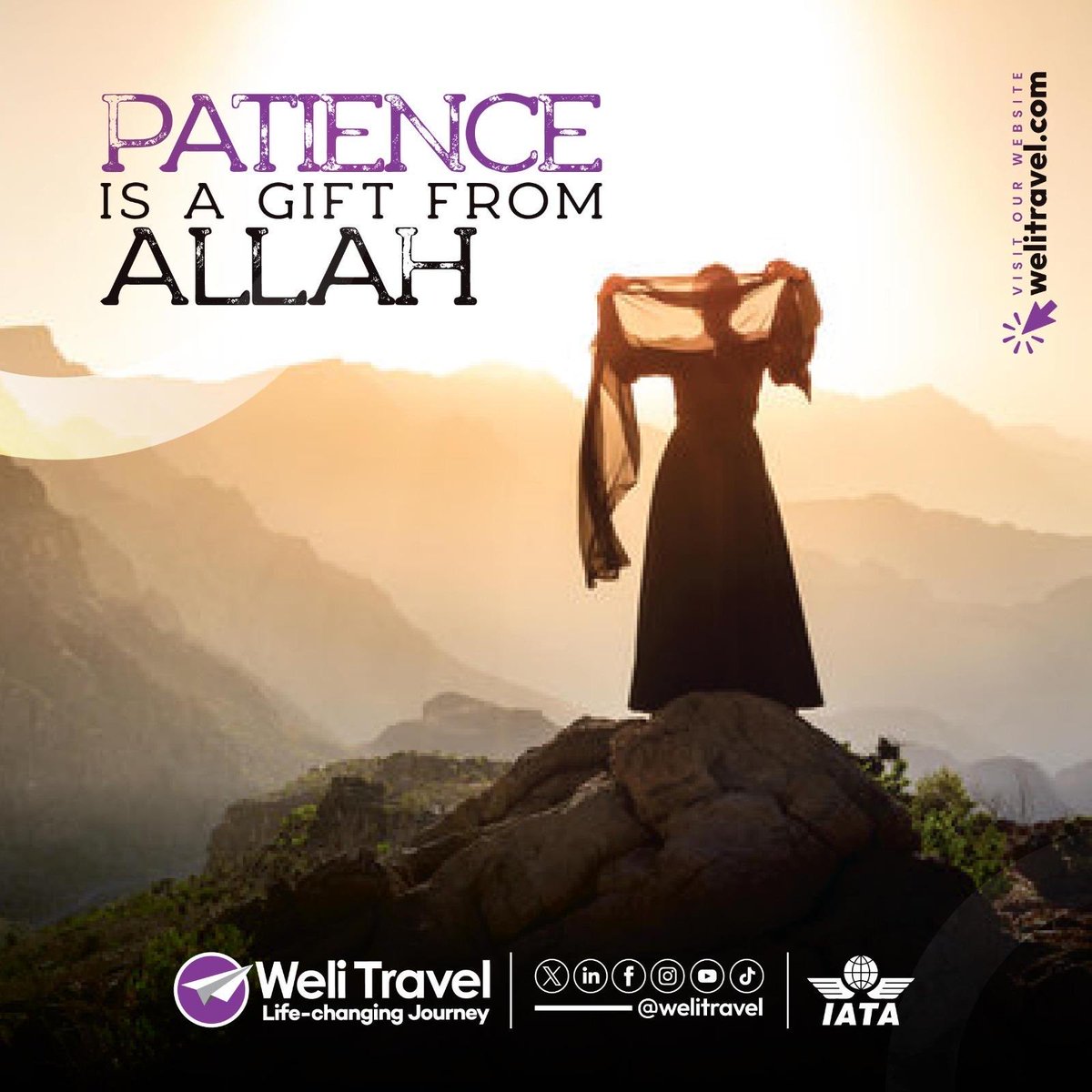 welitravel's tweet image. As we start the week, 
let patience lead your actions and faith guide your heart. 
Allah is paving your way. 

#MondayMotivation #Guidance #welitravel #IslamicReminder