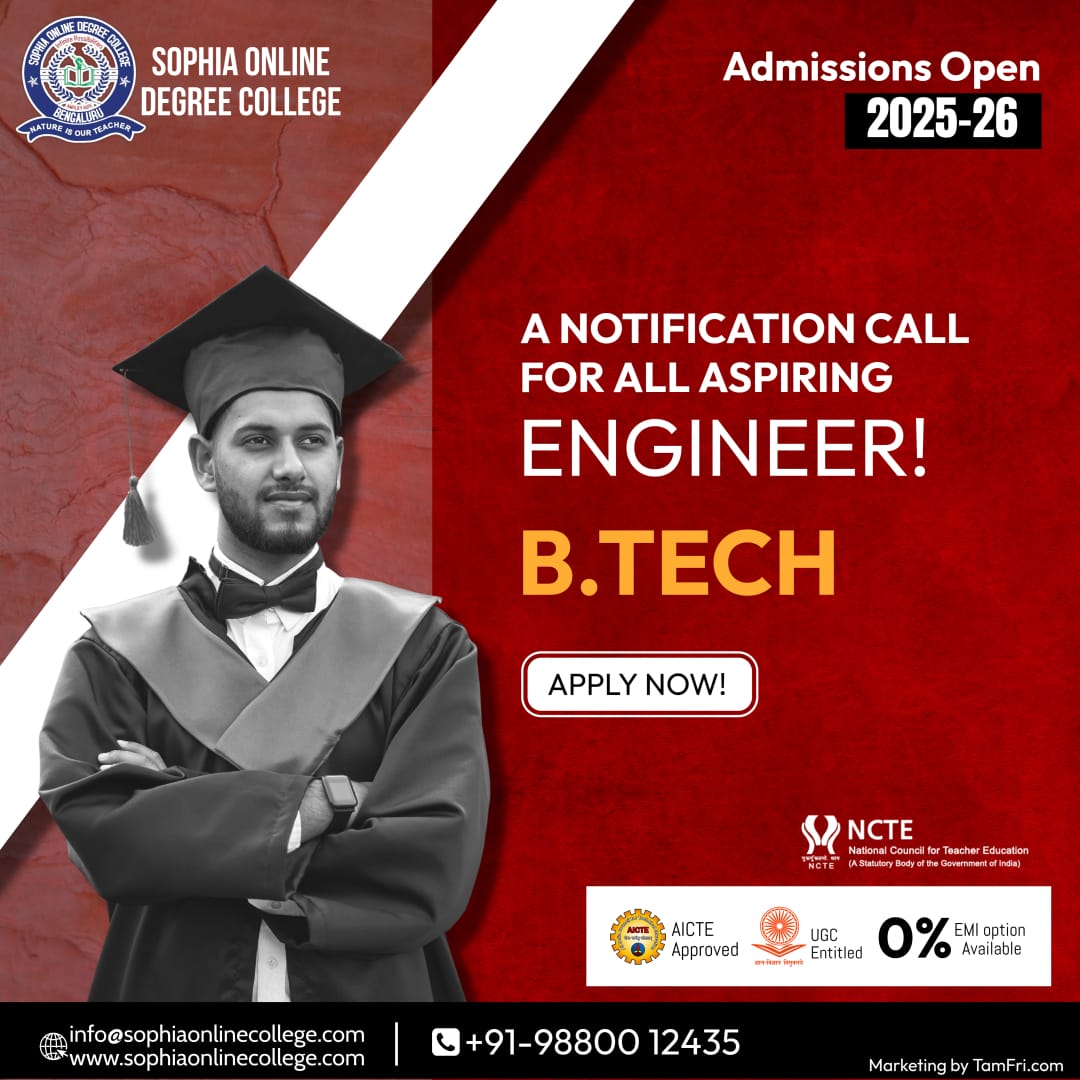 SophiaonlineDeg's tweet image. 🎓Dream. Design. Develop. Dominate!🚀

Admissions Open for B.Tech 2025-26 at Sophia Online Degree College🔧✨

 💡Build your engineering future with top-notch online education!

📞wa.me/+91-9880012435
🔗sophiaonlinecollege.com

#BTechAdmissions #AICTEApproved