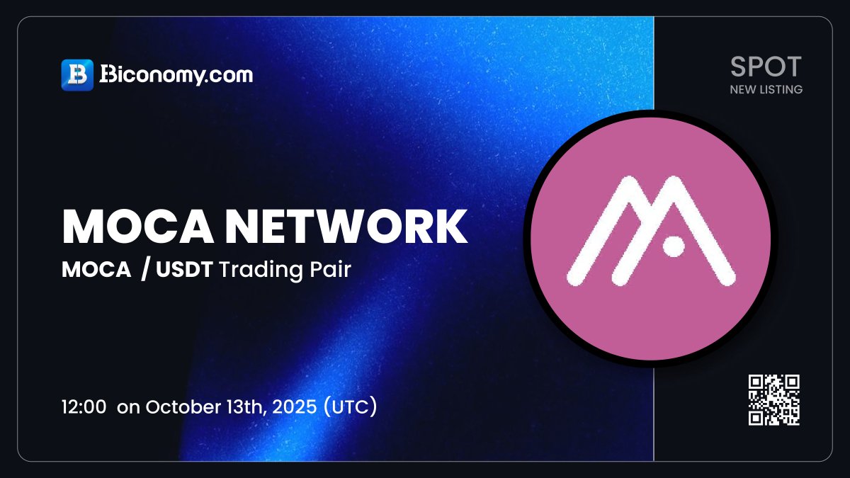 🚀NEW LISTING🔥 $MOCA We are excited to announce that @Moca_Network will be  listed on https://t.co/egaqT81Snr! The #MOCA / #USDT spot trading pair will  be available on October 13, 2025, 12:00 (UTC)🔥 About #