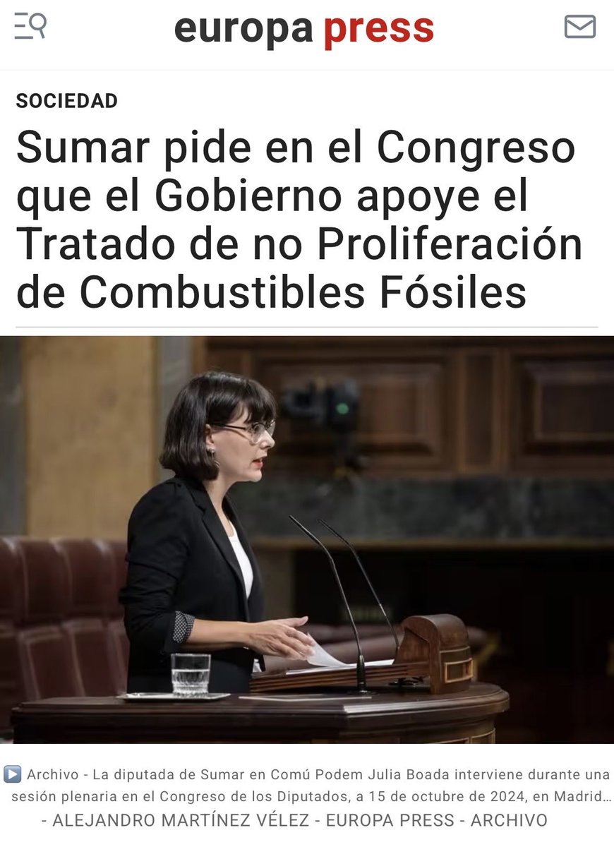 La única manera de combatre l’escalfament global és acabant amb els combustibles fòssils - proposem més mesures per fer-ho efetiu 👇🏾

europapress.es/sociedad/notic…