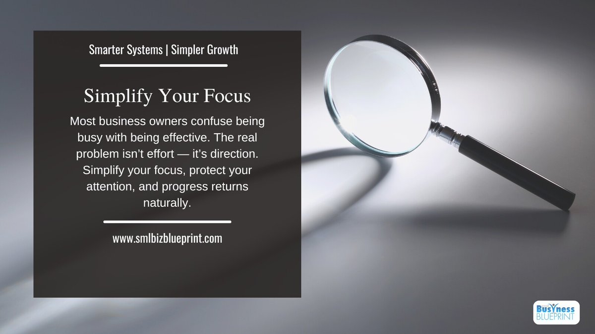 smlbizsuccess's tweet image. You’re not short on effort — you’re spread too thin.
Progress isn’t speed. It’s direction.
Simplify your focus, and results follow.
#SmlBiz #BusinessGrowth #ClarityWins
