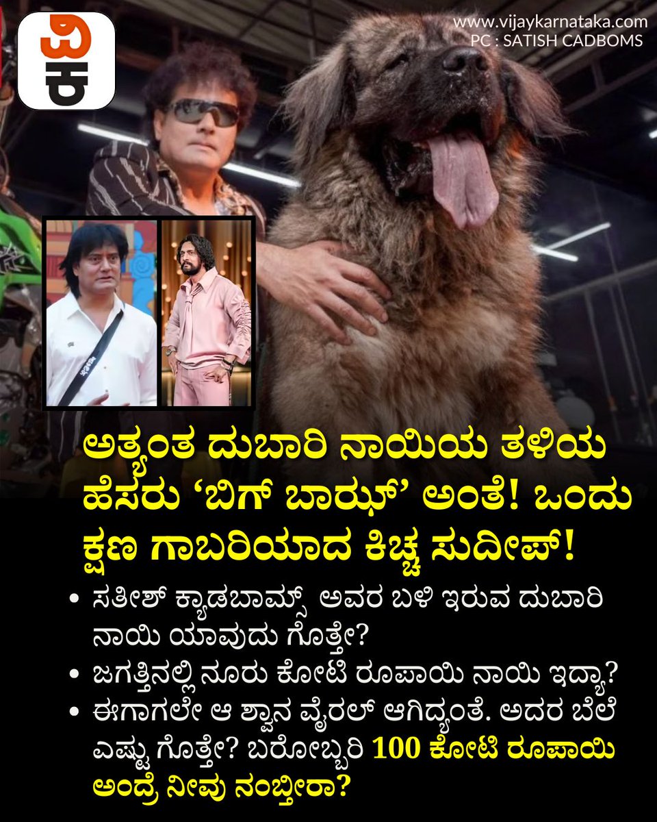 Vijaykarnataka's tweet photo. ಸತೀಶ್ ಬಳಿ ಇರುವ ದುಬಾರಿ ನಾಯಿ ಯಾವುದು ಗೊತ್ತೇ? ಈಗಾಗಲೇ ಆ ಶ್ವಾನ ವೈರಲ್ ಆಗಿದ್ಯಂತೆ. ಅದರ ಬೆಲೆ ಎಷ್ಟು ಗೊತ್ತೇ? ಬರೋಬ್ಬರಿ 100 ಕೋಟಿ ರೂಪಾಯಿ ಅಂದ್ರೆ ನೀವು ನಂಬ್ತೀರಾ?
#satishcadboms #biggbosskannadaseason12 #kicchasudeep #ExpensiveDog #ViralPet #LuxuryLifestyle #RareDogBreed #KannadaNews https://t.co/jeg7kP9B8b