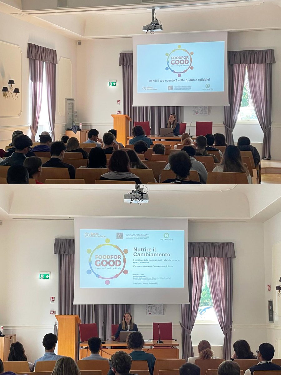 palacongressiRN's tweet photo. Alla presentazione del progetto Erasmus “Waste2Worth” presso la Fondazione Clerici ad Ancona, Federica Lucini ha portato la testimonianza di Federcongressi&amp;Eventi sul progetto "Food for Good", che vede l'impegno di Palacongressi di Rimini. 

#iegexpo #PalacongressiRimini https://t.co/uVdSmRaCYa