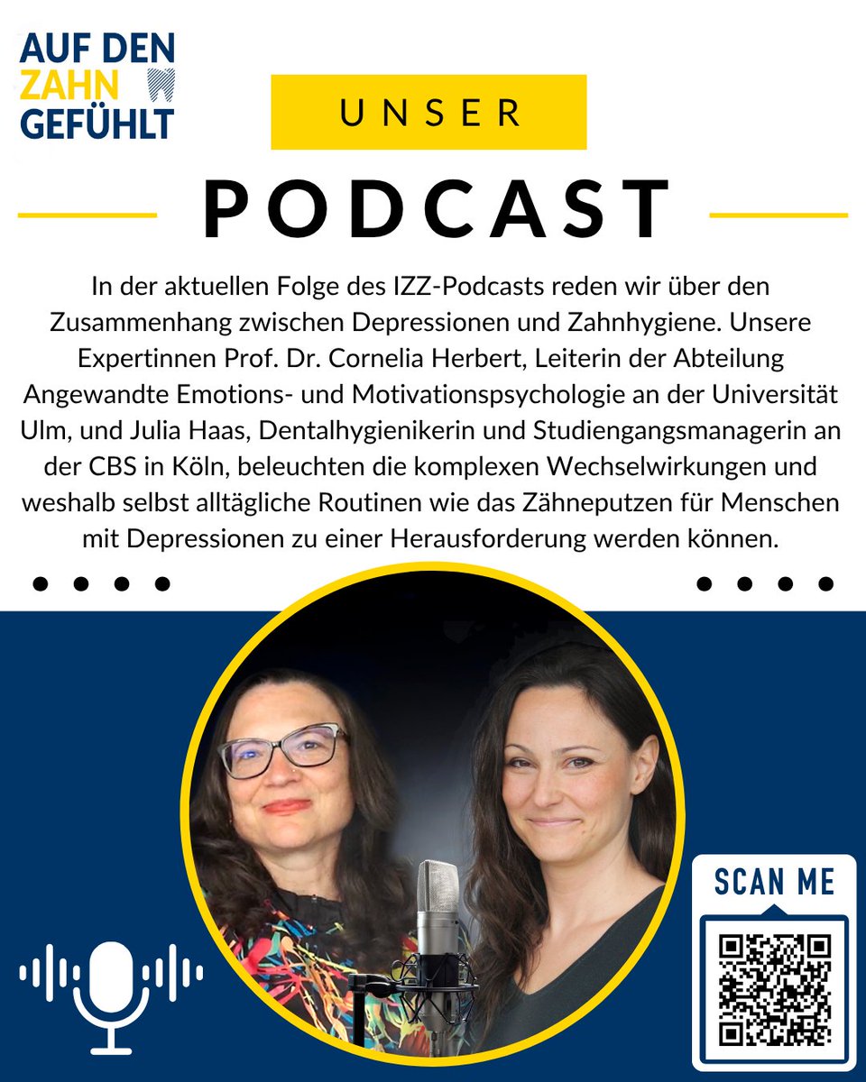 In unserem #Podcast sprechen wir über den Zusammenhang zwischen #psychischer #Gesundheit und #Mundhygiene.  Alltägliche Routinen wie #Zähneputzen können für Menschen mit #Depressionen zur erheblichen Herausforderung werden. Hört mal rein. 
izzbw.de/podcasts/podca…