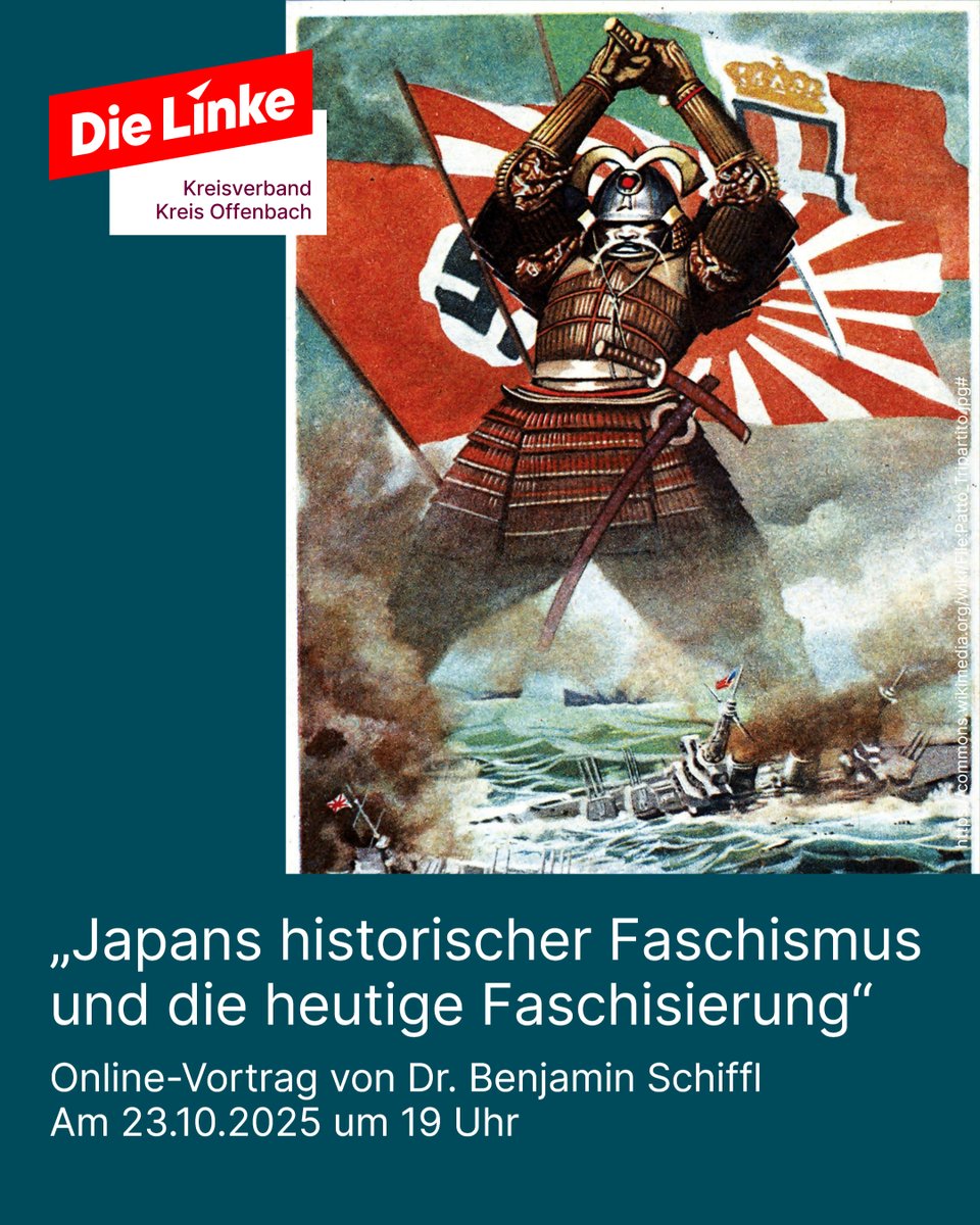 In diesem Vortrag werden wir uns mit „Die japanische Ideologie“ von Tosaka Jun beschäftigen. Danach wollen wir diskutieren, was wir daraus in der heutigen Zeit der Faschisierung lernen können.
videokonferenz.die-linke.de/b/ben-t1n-ipi-… 
Zugangscode: 696569
#Faschismus #NoAfD #Sozialismus #japan