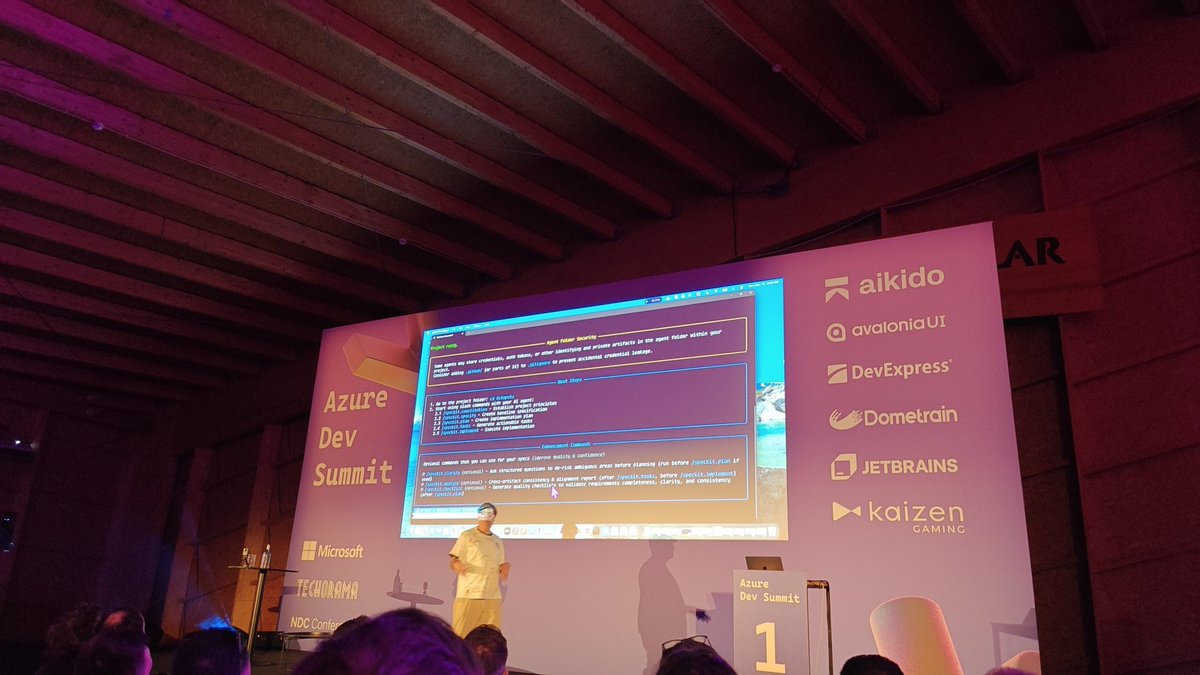 WorkingHardInIT's tweet image. Demo time at #AzureDevSummit of the recently released #SpecKit developer.microsoft.com/blog/spec-driv…