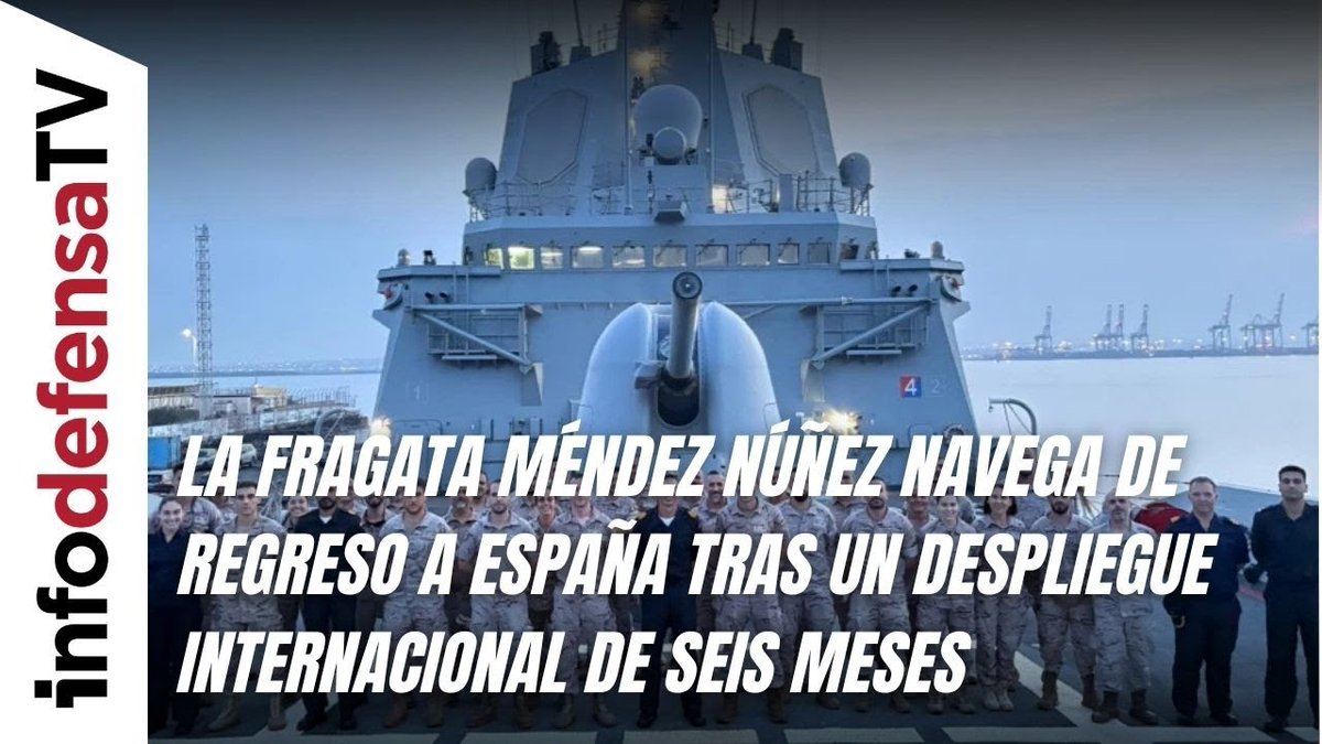 Infodefensa's tweet image. 🔴#InfodefensaTV | 📹 La #fragata Méndez Núñez navega de regreso a #España tras un despliegue internacional de seis meses ▶️youtube.com/watch?v=iLPNFs…🛡️