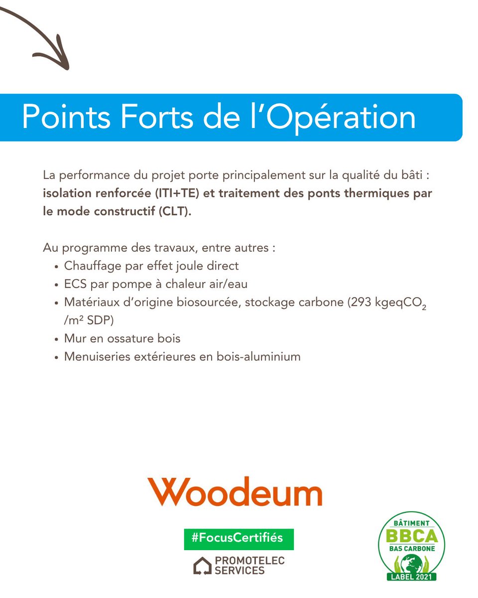 Promotelec's tweet image. 👁 Mise en lumière d'une opération exemplaire certifiée !
Vous souhaitez certifier vos projets ? Découvrez nos fiches référence !
promotelec-services.com/mission/woodeu…