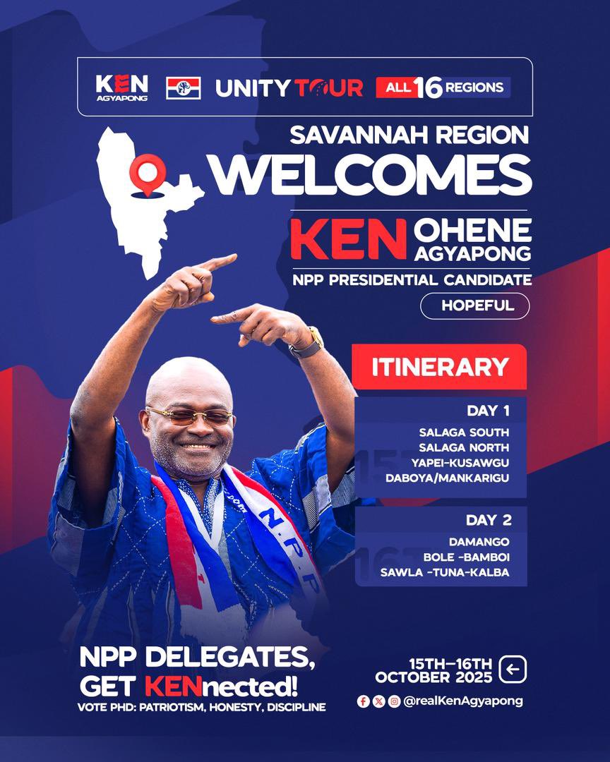 Ken Ohene Agyapong (<a href="/realKenAgyapong/">Ken O. Agyapong</a> ) tours Savannah Region 
#GetKENnected
#Ken2028
#UnityTour